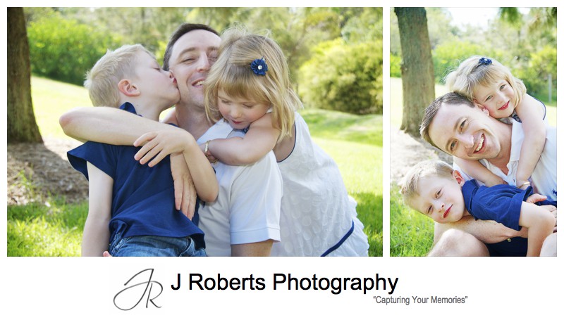 Family of father and his 2 children - family portrait photography sydney